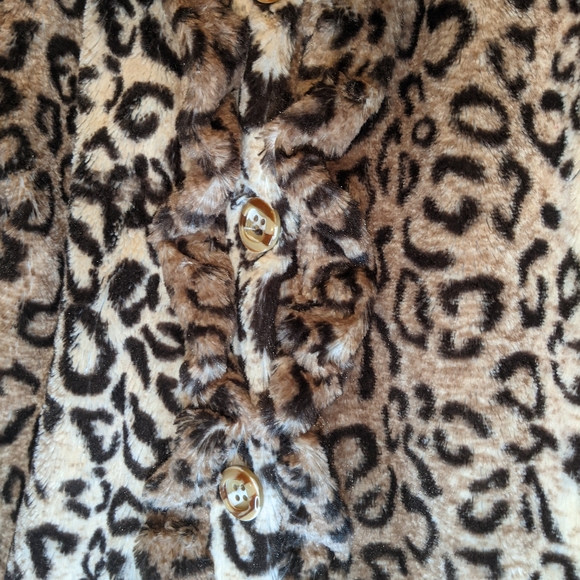 American Widgeon Gorgeous Girls Size 8 Leopard Print Faux Fur Coat - Picture 3 of 6